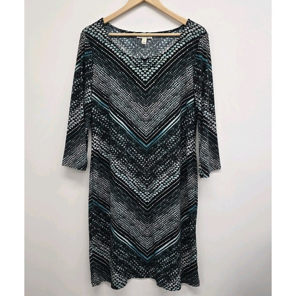 Dana Buchman Slinky Stretch Dress Size Large Geometric Chevron Office Career